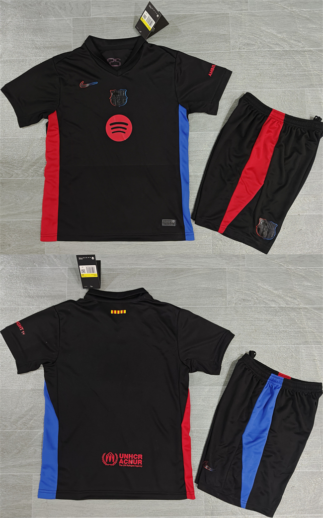 Youth Black Barcelona Custom Soccer Jersey Suit